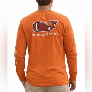 Vineyard Vines Men Burnt Orange Textured Long Sleeve Pocket TShirt L Super Bowl